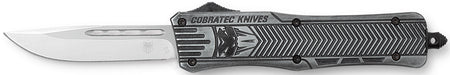 CobraTec CTK-1 American Flag Medium 3" OTF Drop Point Stonewashed D2 Blade 5" Black Alloy Handle