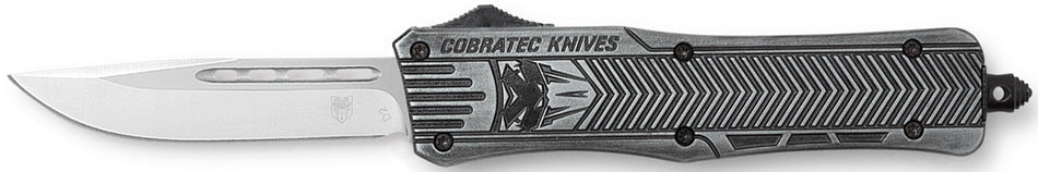 CobraTec CTK-1 American Flag Medium 3" OTF Drop Point Stonewashed D2 Blade 5" Black Alloy Handle