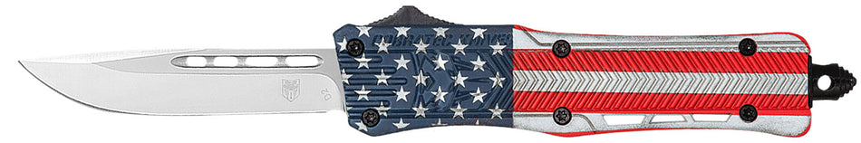 CobraTec CTK-1 American Flag Medium 3" OTF Drop Point D2 Steel Blade 5" USA Flag Cerakote Handle