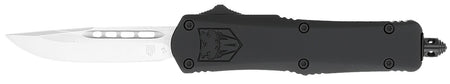 CobraTec FS-3 Small 2.75" OTF Drop Point Plain D2 Steel Blade 4.25" Black Alloy Handle