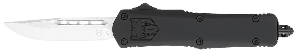 CobraTec FS-3 Small 2.75" OTF Drop Point Plain D2 Steel Blade 4.25" Black Alloy Handle