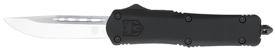 CobraTec FS-3 Medium 3" OTF Drop Point Plain D2 Steel Blade 4.50" Black Alloy Handle