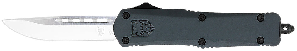 CobraTec FS-3 Medium 3" OTF Drop Point Plain D2 Steel Blade 4.50" Gray Alloy Handle