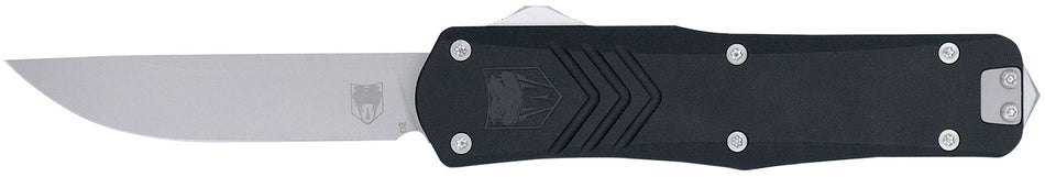 CobraTec FS-X Gen III Medium 3" OTF Drop Point Stonewashed D2 Steel Blade 4.68" Black Alloy Handle