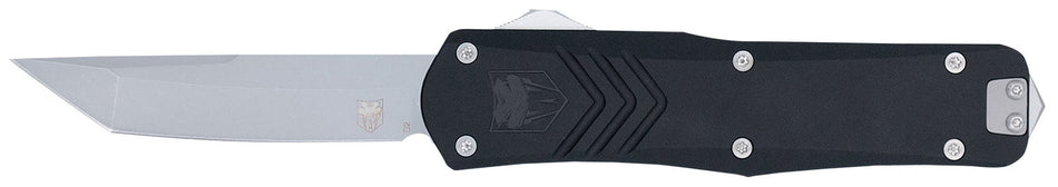 CobraTec FS-X Gen III Medium 3" OTF Tanto Stonewashed D2 Steel Blade 4.68" Black Alloy Handle