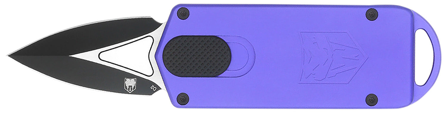 CobraTec ASP 1.94" OTF Dagger Plain D2 Steel Blade 3.31" Purple Aluminum Handle