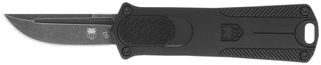 CobraTec 952 California Compliant 1.75" OTF Drop Point Stonewashed D2 Steel Blade 3" Black Aluminum Handle