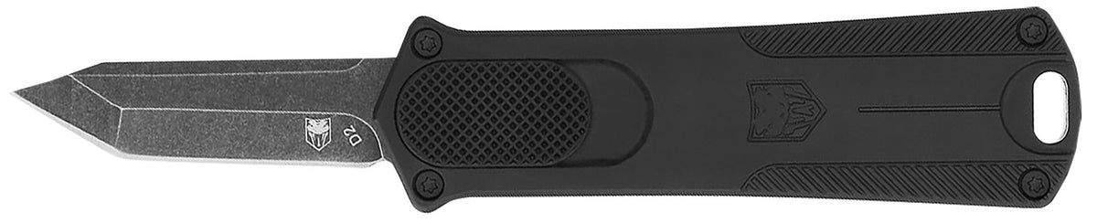 CobraTec 952 California Compliant 1.75" OTF Tanto Stonewashed D2 Steel Blade 3" Black Aluminum Handle