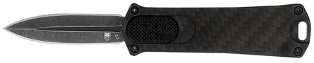 CobraTec 952 1.75" OTF Dagger Plain Stonewashed D2 Steel Blade 3" Black Anodized Alloy Handle