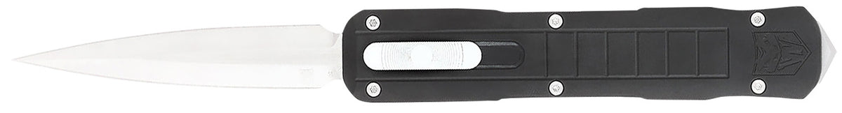 CobraTec Raptor OTF Knife 3.13" Plain D2 Dagger Blade 4.50" Black Aluminum Handle