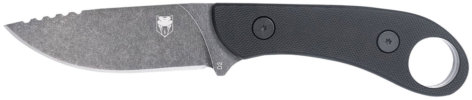 CobraTec Skinner Gen II Folding Knife 3.50" Plain Stonewashed D2 Blade Black G10 Handle with Finger Ring