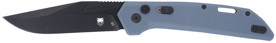 CobraTec Naja Side Button Folding Knife 3.50" Black Coated D2 Blade 4.75" Slate Gray G10 Handle