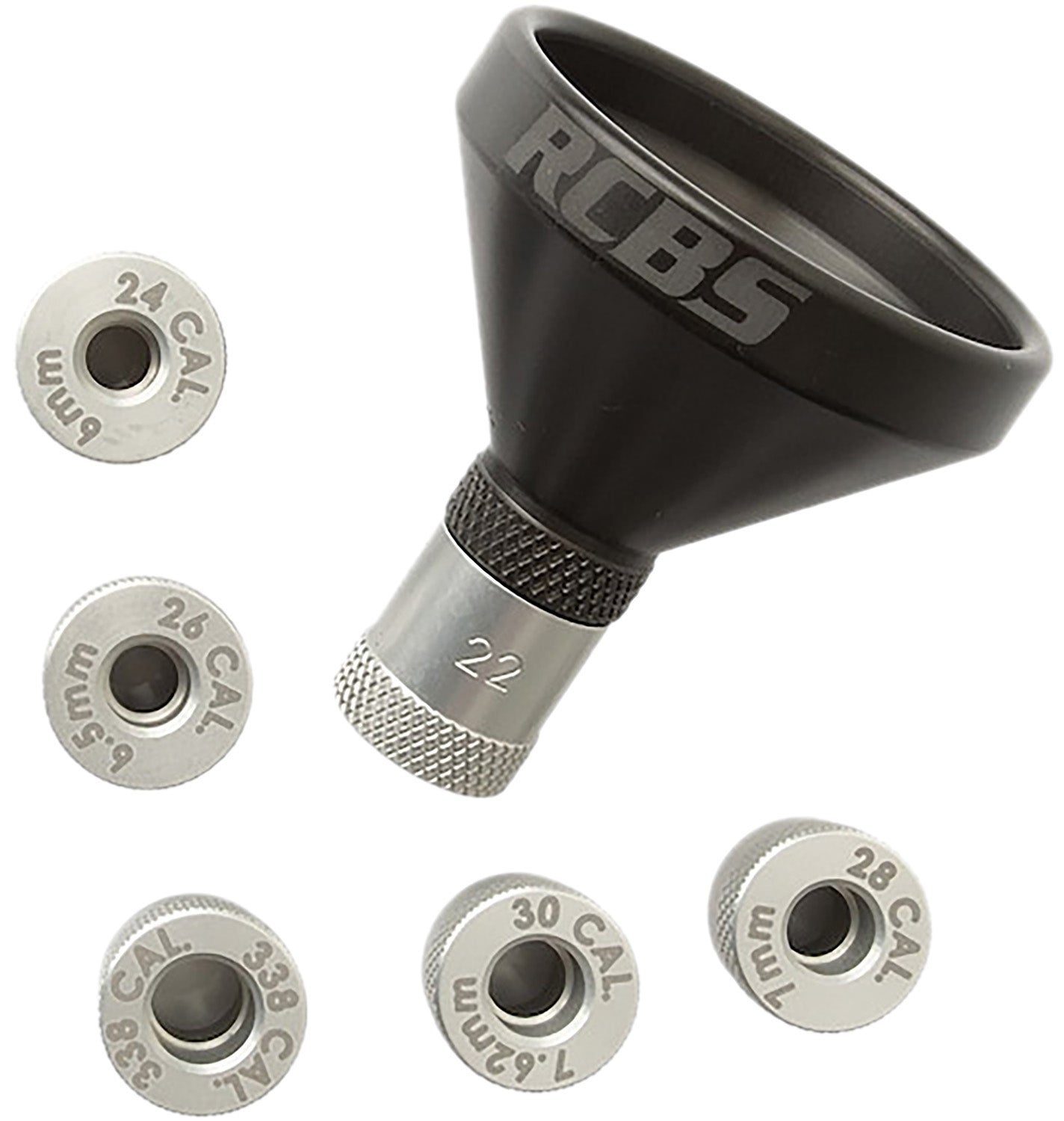 RCBS MatchMaster 98820 Aluminum Powder Funnel Kit - 6 Caliber Adapters Included