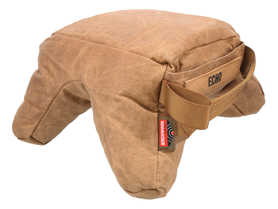 Birchwood Casey Steady-Shot Echo Heavyweight Prefilled Tan Waxed Canvas Front and Rear Bag