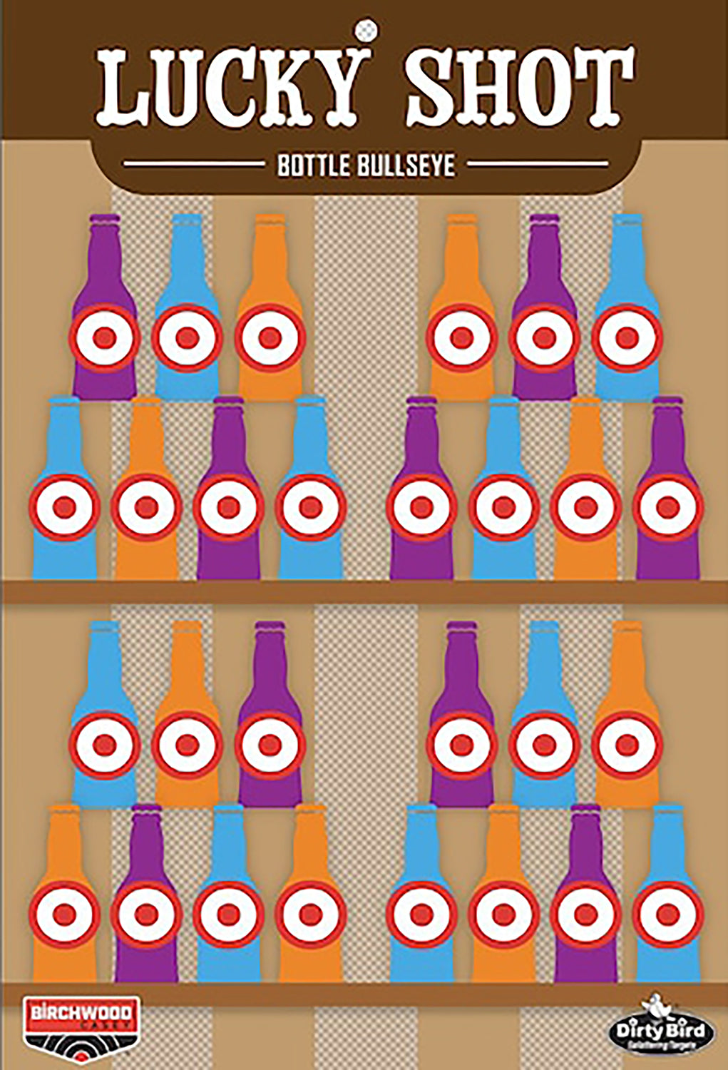 Birchwood Casey BC-35772 Dirty Bird Target Lucky Shot Bottles 6 Pack 12" x 18"
