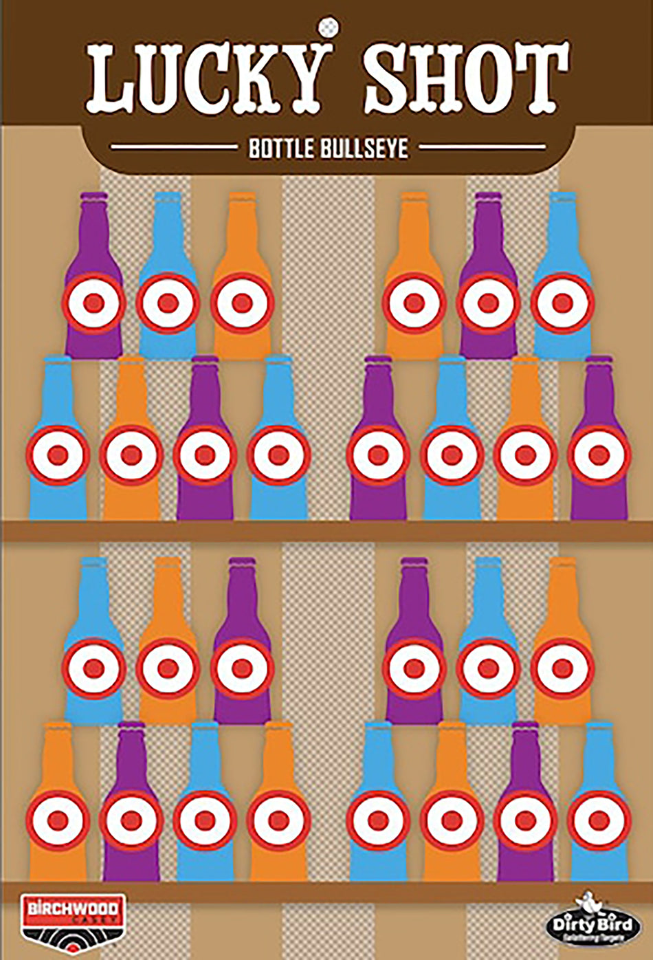 Birchwood Casey BC-35772 Dirty Bird Target Lucky Shot Bottles 6 Pack 12" x 18"