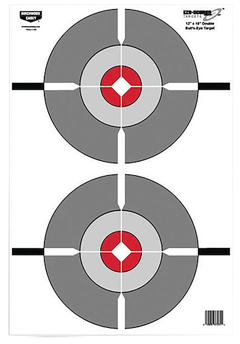 Birchwood Casey BC-37207 EZE-Scorer Double Bullseye Paper Target 12" x 18" Gray Red 10 Pack