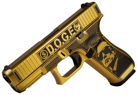 Glock G45 Gen5 9mm Luger 17+1 4.02" Black Barrel with Gold Cerakote Slide and Frame - Trump & Elon Edition