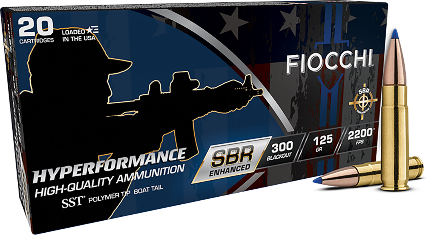 Fiocchi .300 AAC Blackout Rifle Ammo Hyperformance SBR Enhanced Super Shock Tip PolyTip 125 grain 
