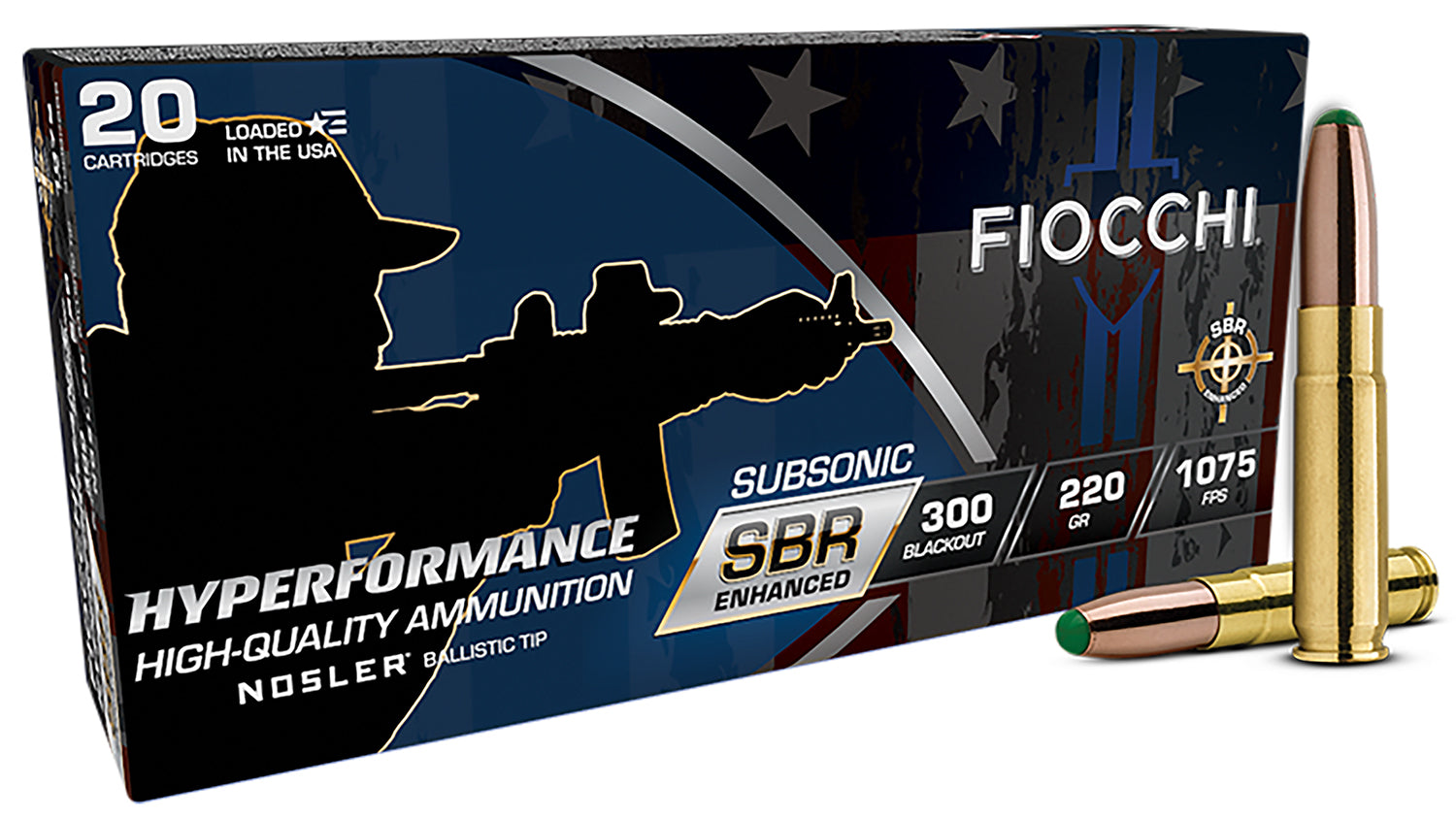 Fiocchi .300 AAC Blackout Rifle Ammo Hyperformance SBR Enhanced Ballistic Tip PolyTip 220 grain 