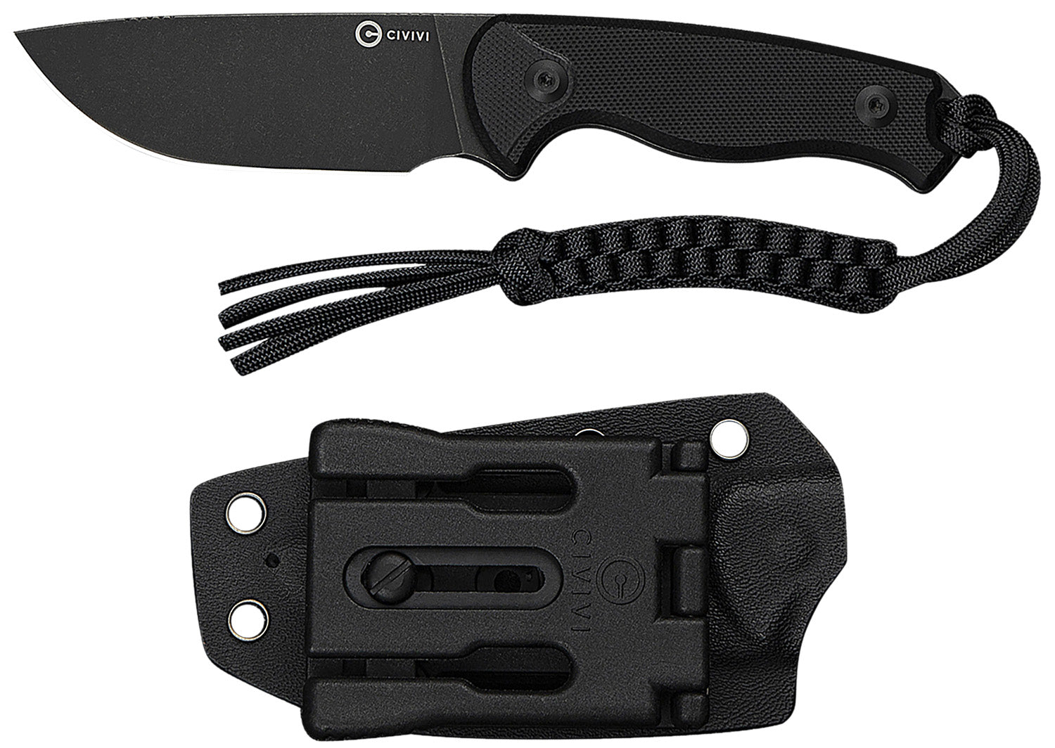 Civivi Timberbark Fixed Blade Knife 3.20" Drop Point 14C28N Steel Blade Black G10 Handle Includes Kydex Sheath