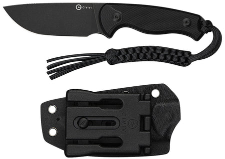 Civivi Timberbark Fixed Blade Knife 3.20" Drop Point 14C28N Steel Blade Black G10 Handle Includes Kydex Sheath