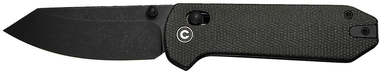 Civivi Yonder Folding Knife 2.88" Spey Point Black Stonewashed 14C28N Blade Dark Green Canvas Micarta Handle