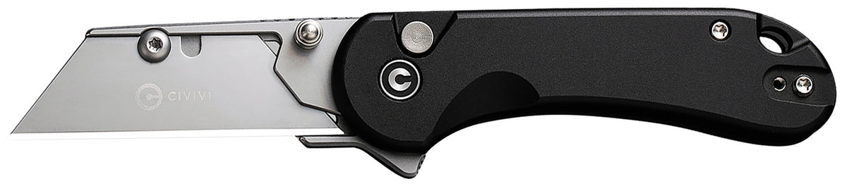 Civivi C23039B-1 Elementum Utility Knife, 6Cr13 Stainless Blade, Black Aluminum Handle, Includes 3 Extra Blades & Nylon Pouch