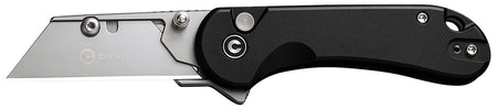 Civivi C23039B-1 Elementum Utility Knife, 6Cr13 Stainless Blade, Black Aluminum Handle, Includes 3 Extra Blades & Nylon Pouch