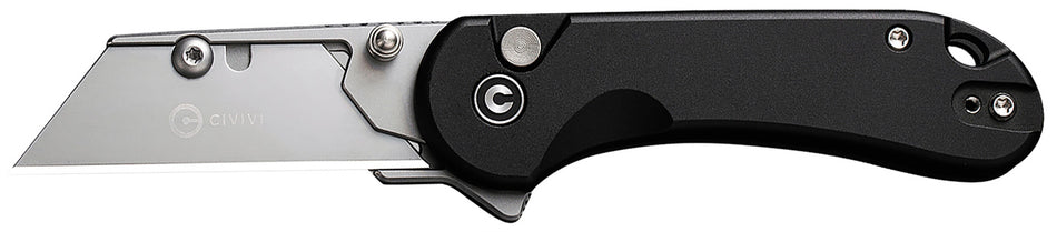 Civivi C23039B-1 Elementum Utility Knife, 6Cr13 Stainless Blade, Black Aluminum Handle, Includes 3 Extra Blades & Nylon Pouch