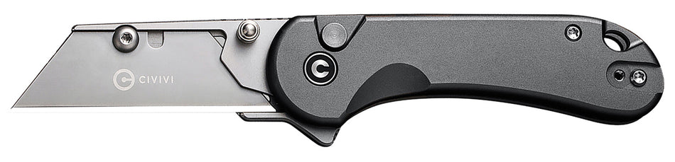 Civivi C23039B-4 Elementum Utility Knife, 6Cr13 Stainless Blade, Gray Aluminum Handle, Includes 3 Extra Blades & Nylon Pouch