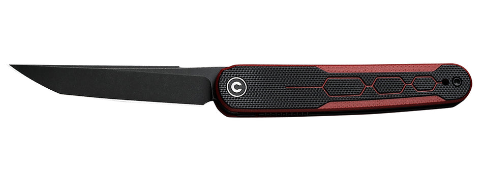 Civivi C23015-1 KwaiQ Folding Knife 2.97" Black Stonewashed Nitro-V Blade, Black and Burgundy G10 Handle