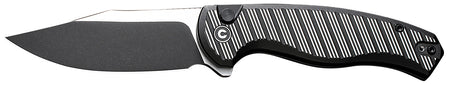 Civivi C23040B-1 Stormhowl Folding Knife 3.30" Clip Point Black Stonewashed Nitro-V Blade, Milled Black Aluminum Handle