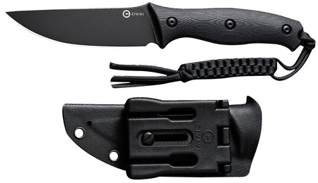 Civivi C23041-1 Stormridge 3.92" Fixed Straight Back Knife, Black Stonewashed Nitro-V Blade, Black G10 Handle & Kydex Sheath