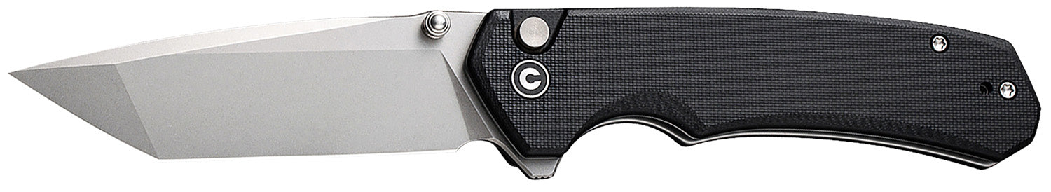 Civivi C19059C-1 Brazen Folding Knife 3.46" Tanto Stonewashed D2 Steel Blade, Black Textured G10 Handle