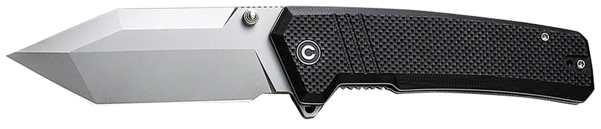 Civivi C23024-1 Bhaltair Folding Knife 3.98" Tanto Stonewashed 14C28N Steel Blade, Black Textured G10 Handle