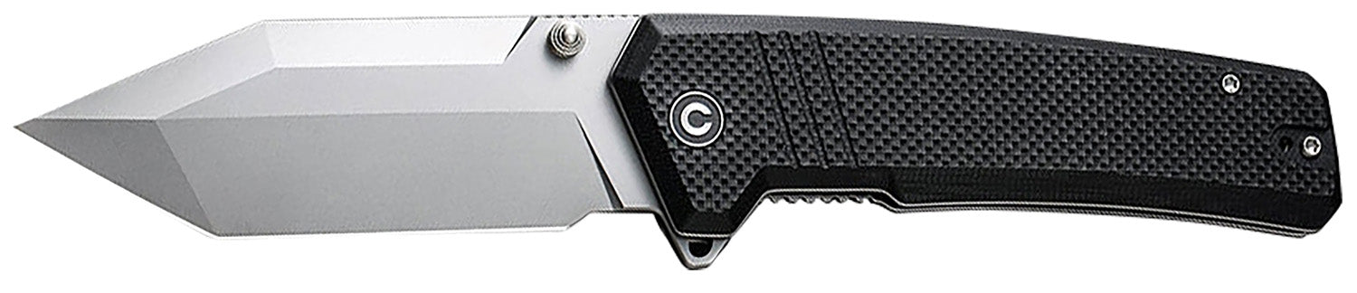 Civivi C23024-1 Bhaltair Folding Knife 3.98" Tanto Stonewashed 14C28N Steel Blade, Black Textured G10 Handle