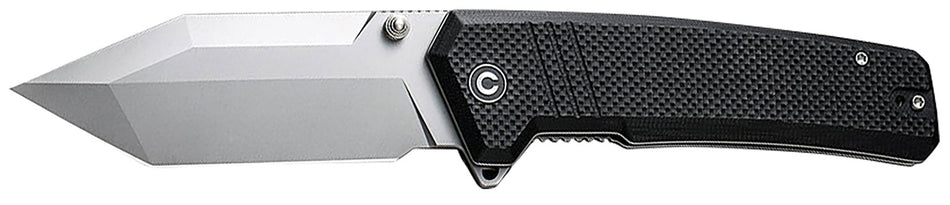Civivi C23024-1 Bhaltair Folding Knife 3.98" Tanto Stonewashed 14C28N Steel Blade, Black Textured G10 Handle