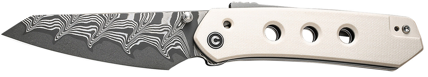 Civivi Vision FG Folding Knife 3.54" Reverse Tanto Damascus Steel, Ivory G10 Handle