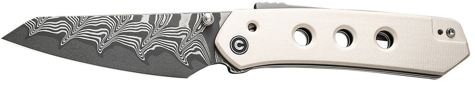 Civivi Vision FG Folding Knife 3.54" Reverse Tanto Damascus Steel, Ivory G10 Handle