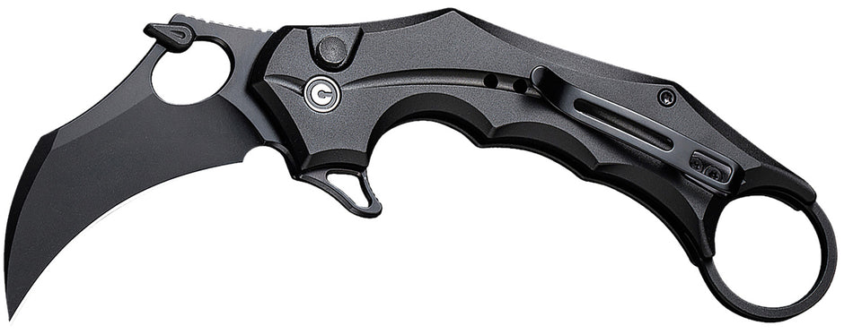 Civivi Incisor II Folding Karambit 2.02" Black Nitro-V Steel Blade, Black Aluminum Handle