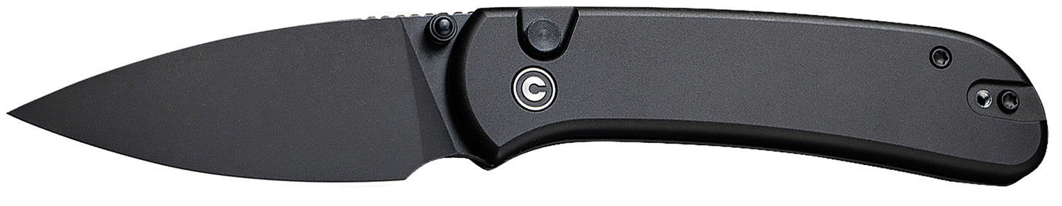 Civivi Qubit Folding Knife 2.98" Drop Point Black Stonewashed 14C28N Steel, Black Aluminum Handle