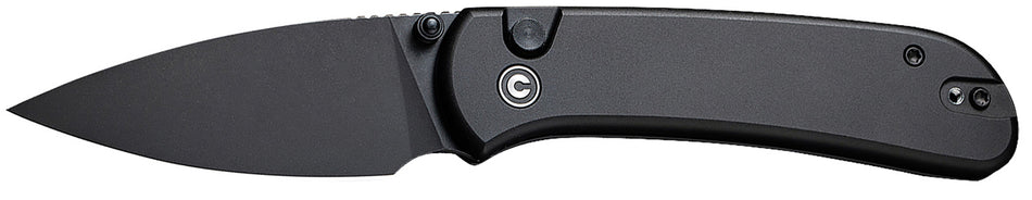 Civivi Qubit Folding Knife 2.98" Drop Point Black Stonewashed 14C28N Steel, Black Aluminum Handle