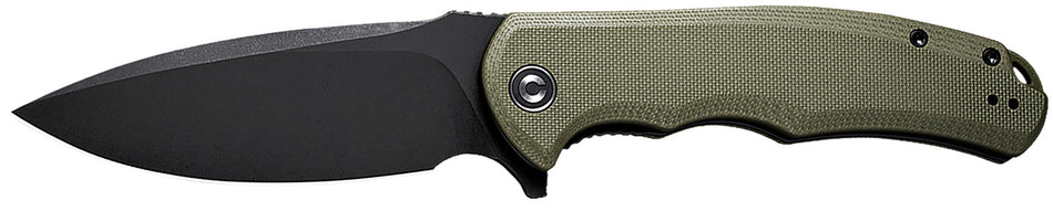 Civivi Praxis Folding Knife 3.75" Black Stonewashed 9Cr18MoV Steel, OD Green G10 Handle