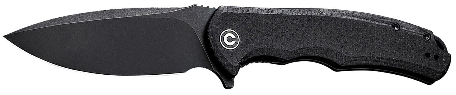 Civivi Praxis Folding Knife 3.75" Black Stonewashed 9Cr18MoV Steel, Black Micarta Handle