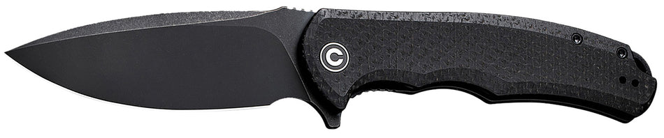 Civivi Praxis Folding Knife 3.75" Black Stonewashed 9Cr18MoV Steel, Black Micarta Handle