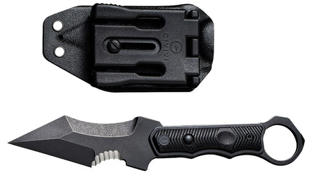 Civivi Orthrus Fixed Knife 3.76" Karambit/Straight Black Stonewashed Nitro-V Steel, Black Finger Ring G10 Handle