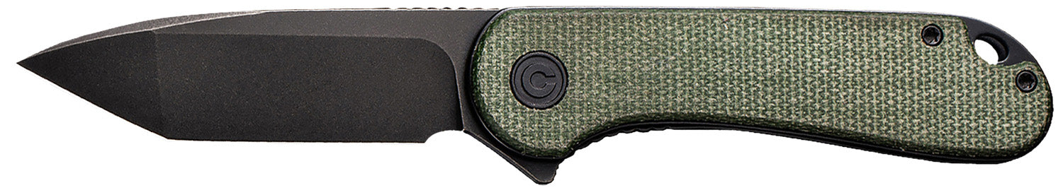 Civivi Elementum Tanto Folding Knife 2.96" Black Stonewashed D2 Steel, Green Micarta Handle