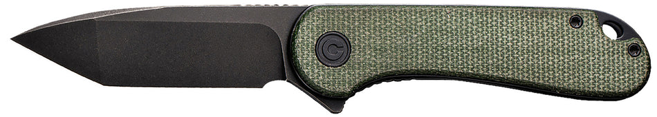 Civivi Elementum Tanto Folding Knife 2.96" Black Stonewashed D2 Steel, Green Micarta Handle