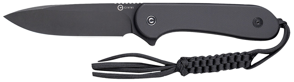 Civivi Elementum Fixed Knife 3.98" Black Stonewashed D2 Steel Blade, Black G10 Handle